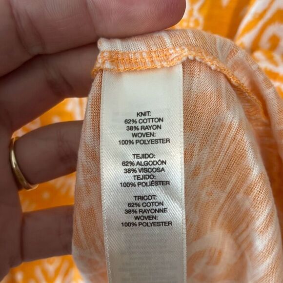 Chico’s Orange White Beaded Top Size Medium - Picture 6 of 6